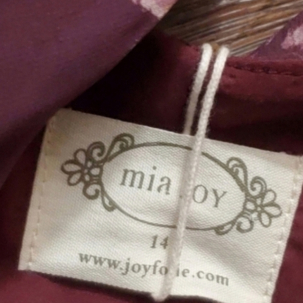 New Joyfolie Plum Ikat Jen Cream Flutter Sleeve Girls Dress 14 NWT - Picture 5 of 7